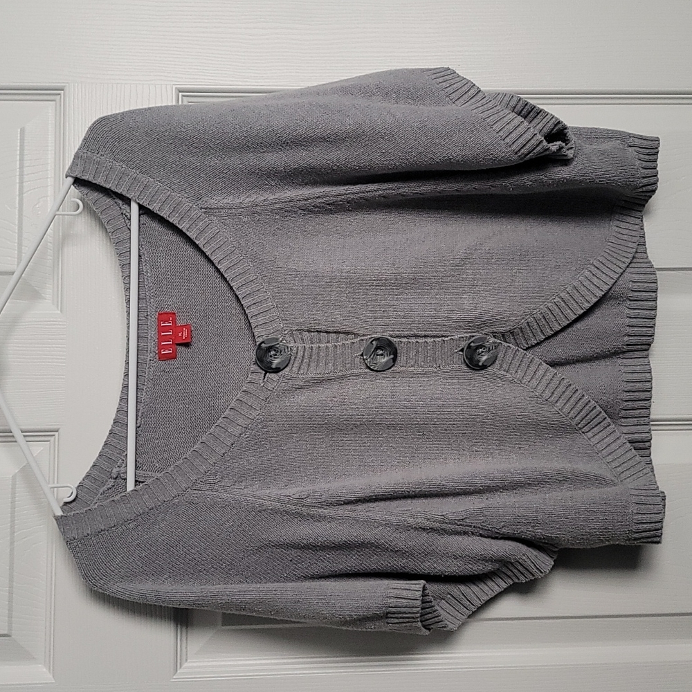 ELLE XL crop cardigan with short oversized sleeve gray